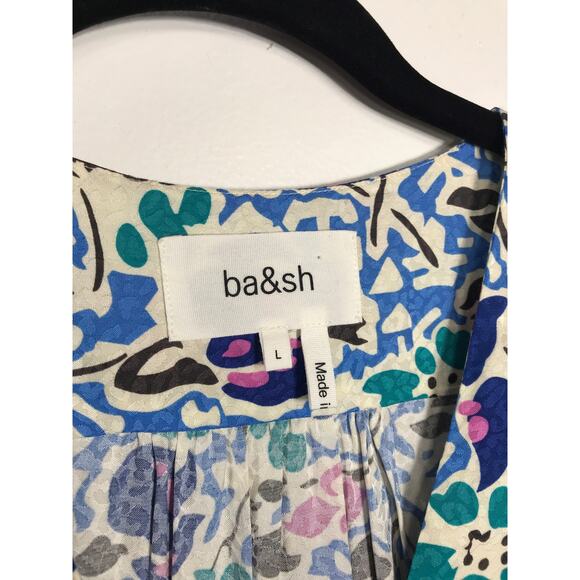 ba&sh Oleo Peplum Floral V Neck Top Blouse Womens Large Preppy Designer Feminine - Picture 4 of 10